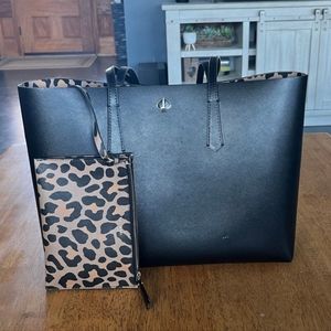 Kate Spade Molly Tote with leopard print inside and wristlet attached